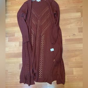Long burnt orange cardigan